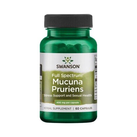 Swanson Full Spectrum Mucuna Pruriens (L-Dopa) 400 mg 60 capsule (Naturist Parkinson, Afrodisiac nat